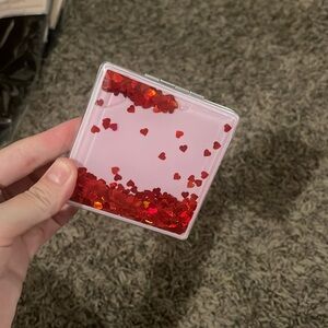 adorable waterfall heart pink mirror compact